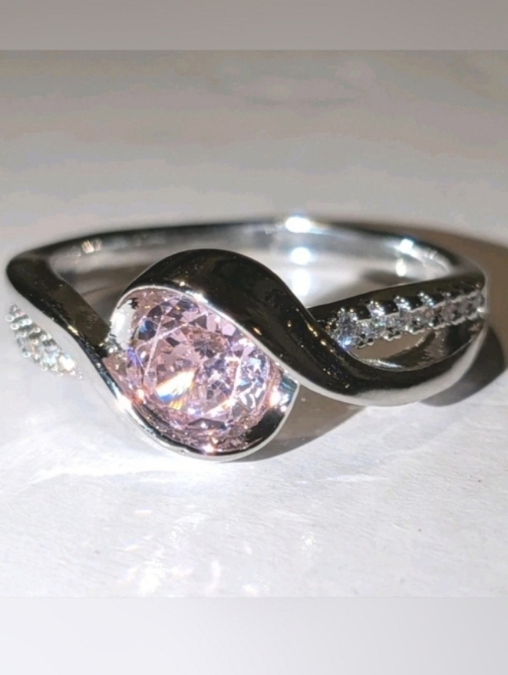 2ct Round Cut Lab Created Pink Womens Minimalist Ring 14k White Gold Plated 5